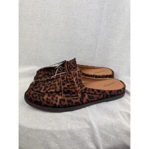 Universal Thread Womens Leopard Print Penny Loafer Mules Brown Size 8 NEW